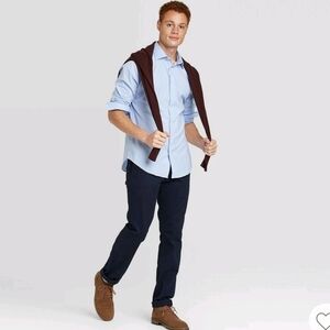 Goodfellow & Co Long Sleeve No-Iron Blue Shirt Size Small